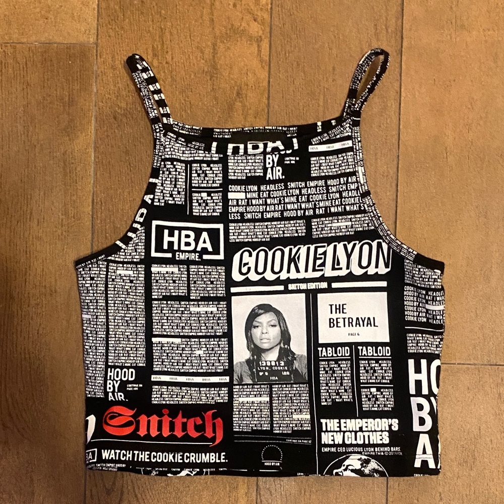 Hood by Air Black and White Graphic Crop Top